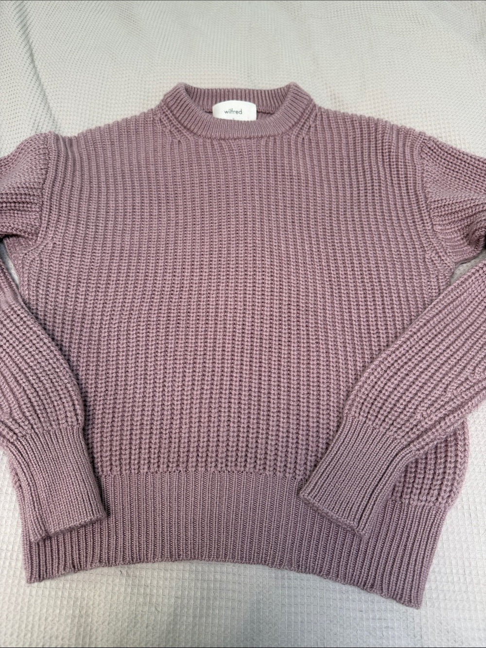Wilfred sz S knit long sleeve sweater dusty rose 100% merino wool - good quality